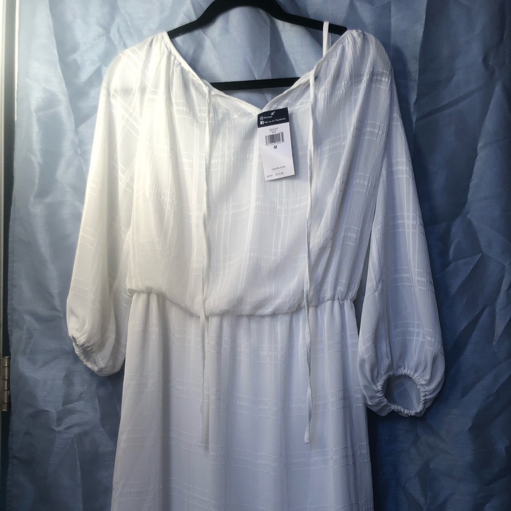 Pure White Blouson Dress